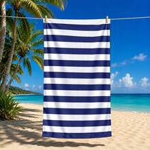 1pc Minimalist Striped Print Beach Towel, Available In Multiple Sizes And Colors, Super Absorbent Quick-Dry Skin-Friendly Non-Stick Sand, Suitable For Beach, Pool, And Can Be Used As A Sunscreen Shawl - Yellow - View 3