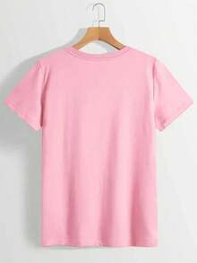 The Hottest Item Of The Summer: Pure Cotton T-Shirt, Crew Neck T-Shirt With Heart Print, Graphic Tees With Cheetah Print For Women, Stylish Pure Cotton T-Shirt. Stylish, Popular, Party T-Shirt. - 粉色 - 查看 6