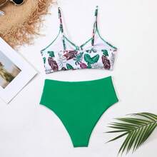 Bikini con Cordones y Estampado Tropical PL003 - Verde - Ver 5
