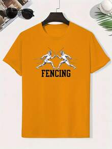 0121 Children's Fencing T-Shirt, Creative Casual T-Shirt, Lightweight And Comfortable Short Sleeve, Summer Clothes For Kids - 橘色 - 查看 7