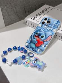 Disney Has Authorized, Phone Case - Chain Set, The Stitch Lilo & Stitch 3D Phone Case Plus A Silicone 3D Stitch Bracelet With Metallic Ring Removable Bracelet, Stitch And Angel Pattern, Compatible With Iphone17/16/15/14/13/12/11/XS/XR/X Plus Pro Max, A Stylish Cartoon Phone Case, The Perfect Gift Choice, Phone Protection, Durable Phone Cover, Great Gift For Friends And Family. - 白色 - 查看 5
