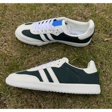 Zapatos casuales unisex, talla 36-45, zapatos casuales de mujer y zapatos deportivos de hombre, zapatos planos de suela blanda con cordones, zapatos cómodos y livianos de hombre para uso diario, de corte bajo,,,,,Zapatillas clásicas, versátiles y casuales - Blanco y verde JI3205 - Ver 11