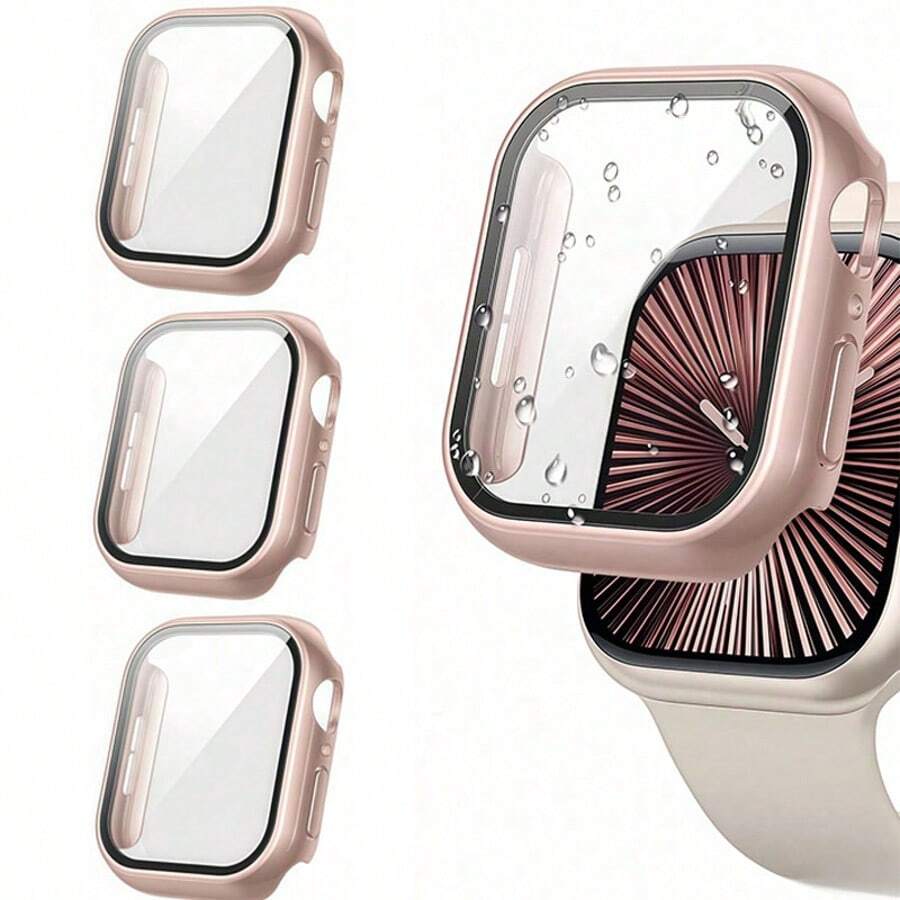 3件組三合一強化玻璃膜硬PC框架保護殼，相容 Series 38mm/41mm/42mm/40mm/44mm/46mm/49mm，相容 螢幕保護貼，中性款，超薄保護殼，防刮耐衝擊，適合日常保護、辦公室與居家手機使用，[國際版非本地版] - 彩色 - 查看 1