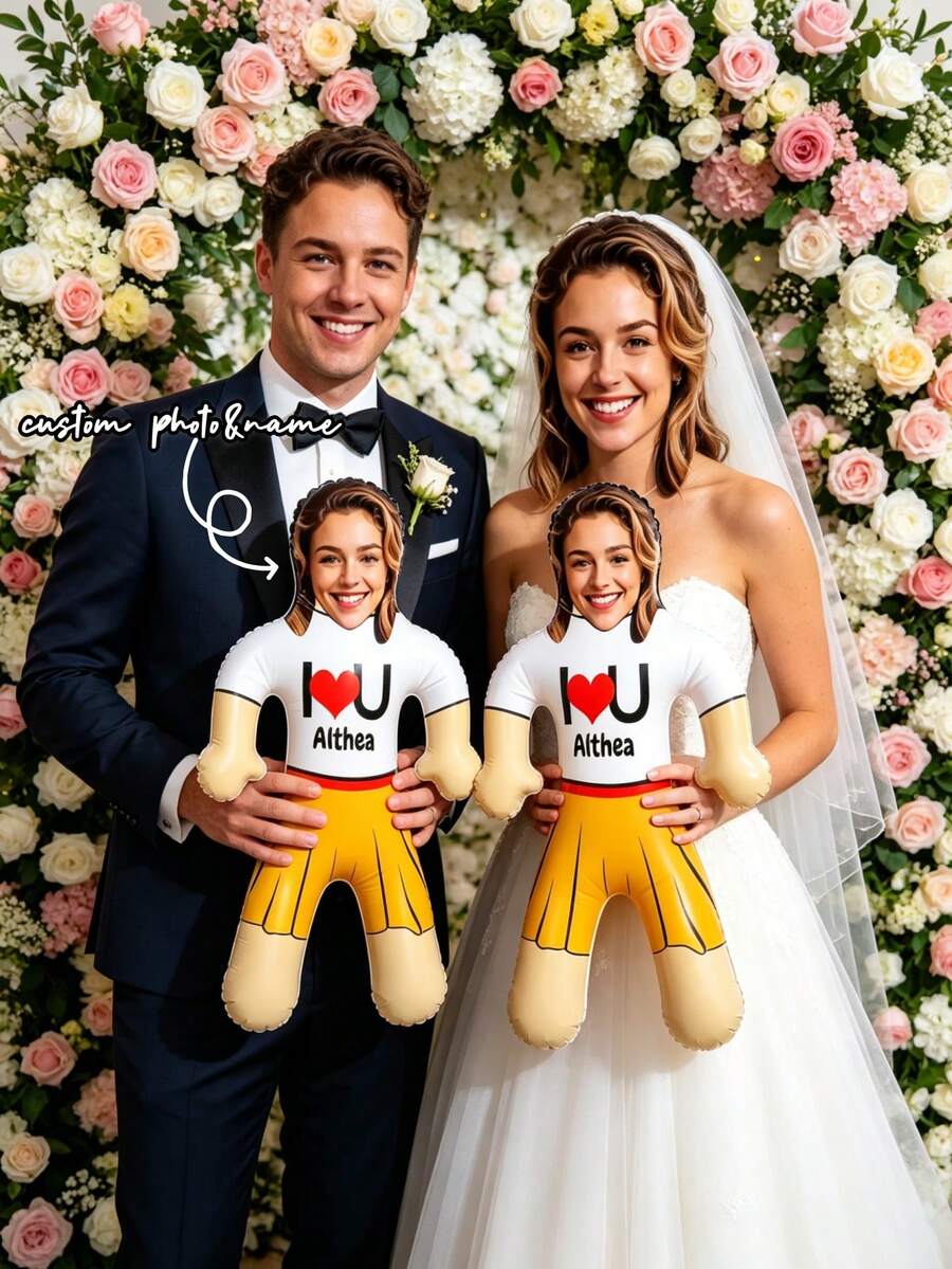 1pc Customized Face Inflatable Blow-Up Prop, Bachelorette Party Gift, Bride & Groom Gag Gift, Novelty Pool Birthday Wedding Decoration