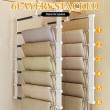 Perchero de varios niveles, juego de 2, perchero que ahorra espacio, perchero versátil para pantalones, bufandas y accesorios. - Blanco - Ver 5