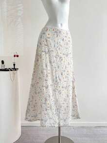 Falda línea A floral minimalista y elegante casual para mujer - Rosa - Ver 11