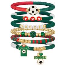 2026 World Soccer Cup Stretch Beaded Bracelets Soccer Gifts Football Charm Game Day Fan Bracelets Stackable Sports Jewelry For USA Mexico Canada Argentina Brazil Fans Gifts For Women Men - Yellow - View 13