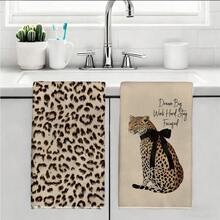 MEMNUN 2件裝豹紋蝴蝶結「Leopard Dream Big. Work Hard. Stay Focused」文字印花廚房抹布/洗碗布 40*60cm/45*70cm 超細纖維 現代柔軟洗碗布 廚房巾 手巾 家居裝飾 廚房裝飾 烹飪烘焙茶巾 廚房配件 可機洗 日常清潔用品 適用餐廳廚房 節日裝飾與送禮 全季節 - 彩色 - 查看 10