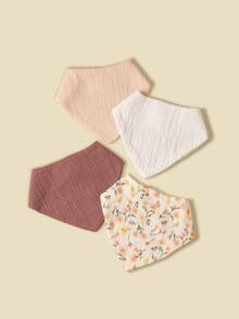 4pcs Baby Bibs, Spring/Summer New Printed Design, Soft Absorbent Breathable, Suitable For All Seasons, Ideal Baby Gift - Multicolor - View 3