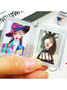 1pc Mini Glitter Transparent Photo Album With Detachable Keychain Pendant, 16 Card Slots, 1 Inch Pocket Size Design, Suitable For ID Photos, Minimalist Elegant Portable, Pocket Size, Suitable For Students Daily Use Or Cute Decor - A - View 6