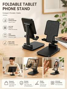 1pc Adjustable Height Phone Stand, Desktop Live Streaming Video Photography Tool, Multi-Functional Slouchy Bracket, Portable Foldable Tablet Stand, Cute Pink Design, Suitable For Girls And Students, Home Desktop Use, Convenient For Drawing, Office Work, Binge-Watching, Selfie, Live Streaming, Online Classes, Video Calls, Recipes, Fitness, Compatible With Phones And Tablets, Travel Essential, Dorm - Multicolor - View 4