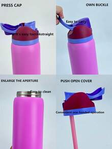 OwaIa Dusk Cloud Purple Large Capacity Stainless Steel Water Bottle, 32oz/945ml With Straw, Exquisite Look, Insulated For Hot&Cold Drinks/Iced Water, Keeps Warm For 24 Hours,For Leisure Work Sports Indoor Outdoor, Perfect Gift Choice - 紫色 - 查看 8