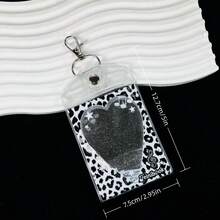 1pc Vintage Glitter Leopard Print Card Holder, Semi-Transparent Heart Cover Card Case, Double-Sided PVC Card Sleeve, FEINIBOOK, Star Leopard Music Note Card Holder, K-Pop Album Photocard Storage, Concert Fanlight, Suitable For 3-3.5 Inch Idol Photocards, Photos, Trading Cards, Anime Merchandise, Student ID/Access Cards, Can Be Used As Keychain Or Bag Charm - Card Sleeve - View 7