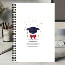 100-Page Spiral Bound Notebook With Graduation Cap & Scroll Design, Ideal For Work Notes, Study, Journaling, And Daily Planning. A Thoughtful Gift For Birthdays, Graduations And More. - B - View 5