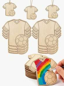 Football Theme Wooden Blank Pendant + Lanyard, DIY Painted Wooden Sign, World Cup/Fan Party/Home Decor - World Cup Template Widget - View 7