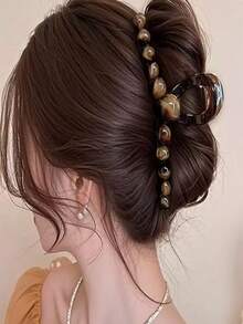 1pc Fashionable Coffee-Colored Hair Claw Clip, Suitable For Daily Wear, Commuting, Casual Outings, Dates, Traveling, And A Versatile Accessory For Spring/Summer Outfits - Multicolor - View 1