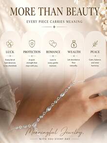 STONEFANS 1pc Gold Color Rhinestone Decor Finger Hand Chain, Fashionable Elegant Bridal Jewelry For Women - Silver - View 4