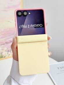 1 Piece, Minimalist Solid Color, Spliced Design, Skin Touch Feeling, Lightweight & Slim Fit, Built-In Magnet, Hinge Magnetic Absorption, Compatible With Galaxy Z Flip 8, Z , Z FE, Z Flip 6, Z Flip 5 - Multicolor - View 14