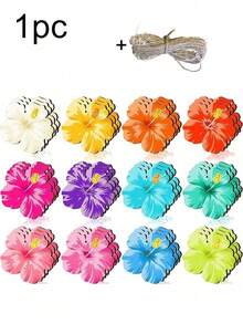 6/12pcs Spring Floral Bamboo Hanging Decor, DIY Craft, Tropical Flowers, Hawaiian Flowers, Party Decoration, Wreath Decor, Pre-Drilled With Rope, Suitable For Wall, Window Decoration, Summer Party Supplies - Multiple Styles - View 11