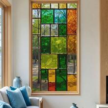 1/5 piezas Película de ventana estilo vidrio teñido con privacidad, diseño geométrico colorido, adhesivo estático decorativo para vidrio, para hogar, baño, cocina, sala de estar, anti UV - Lámina para ventanas - Ver 11