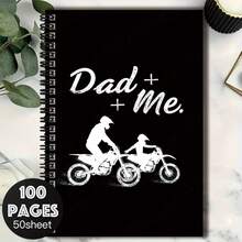 1pc "Dad + Me" Spiral Notebook With Offroad Motorcycle Silhouette Cover, 100 Pages/50 Sheets, Suitable For Work Records, Study Notes, Diary Writing, Daily Planning, Great For Graduation Or Birthday Gifts - C - View 7