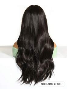 26 Inch Black Wavy Synthetic Woven Wig With Pink Highlights - Long Hair Style, No Bangs; Made Of Heat-Resistant Material, Perfect For Y2K Theme "Sweet & Cool" Parties, Campus Looks, Travel, Birthday Celebrations, Music Festivals And More - Multicolor - View 6