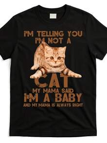 I'm Telling You, I'm Not A Cat - Vintage Retro T-Shirt With A Funny Tabby Cat Graphic, Casual Humor Design, Perfect For Cat Lovers And A Fun Gift Idea For Any Occasion. - 黑色 - 查看 6