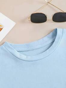 Women's T-Shirt With Anime Cat Ears Print - Short Sleeve, Round Neck, Japanese Sleeve Print, Soft And Stretchy, For Summer And Spring, Ideal For Conventions, Theme Events And Casual Wear - 天藍色 - 查看 4