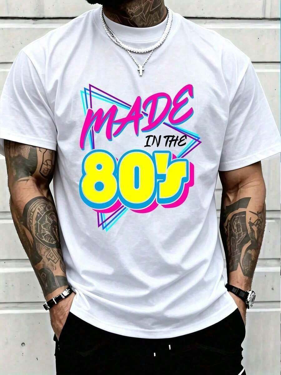 100% Cotton, Made In The 80s, 80s Retro, Vintage 80s Music T-Shirt, Graphic Tee For Men And Women, Fashion Casual T-Shirts - 白色 - 查看 1