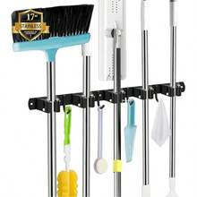 Wall-Mounted Mop & Broom Holder, Multi-Function Heavy Duty Tool Storage Rack, Broom Storage Rack, Stainless Steel Heavy Duty Hook Self-Adhesive Anti-Slip, Suitable For Home Kitchen, Garden, Laundry Room, Garage Gardening Tools, Heavy Duty Laundry Room, Garage Storage Rack - Multicolor - View 3