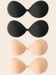 2/4pcs Shell Shaped Seamless Nipple Covers Invisible Strapless Silicone Bra Suitable For Small Breasts, Wedding, Travel, Beach, Outdoor Sports - Multicolor - View 11