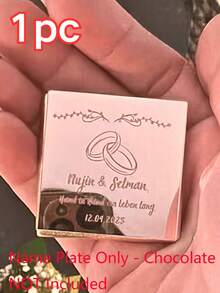 1/10/20pcs Custom Wedding Chocolate Favors For Guest, Heart-Shaped Kraft Paper Gift Tags, Gold Rose Silver Mirror Labels For Wedding Bridal Shower Decorations, Personalized Gifts - Multicolor - View 12