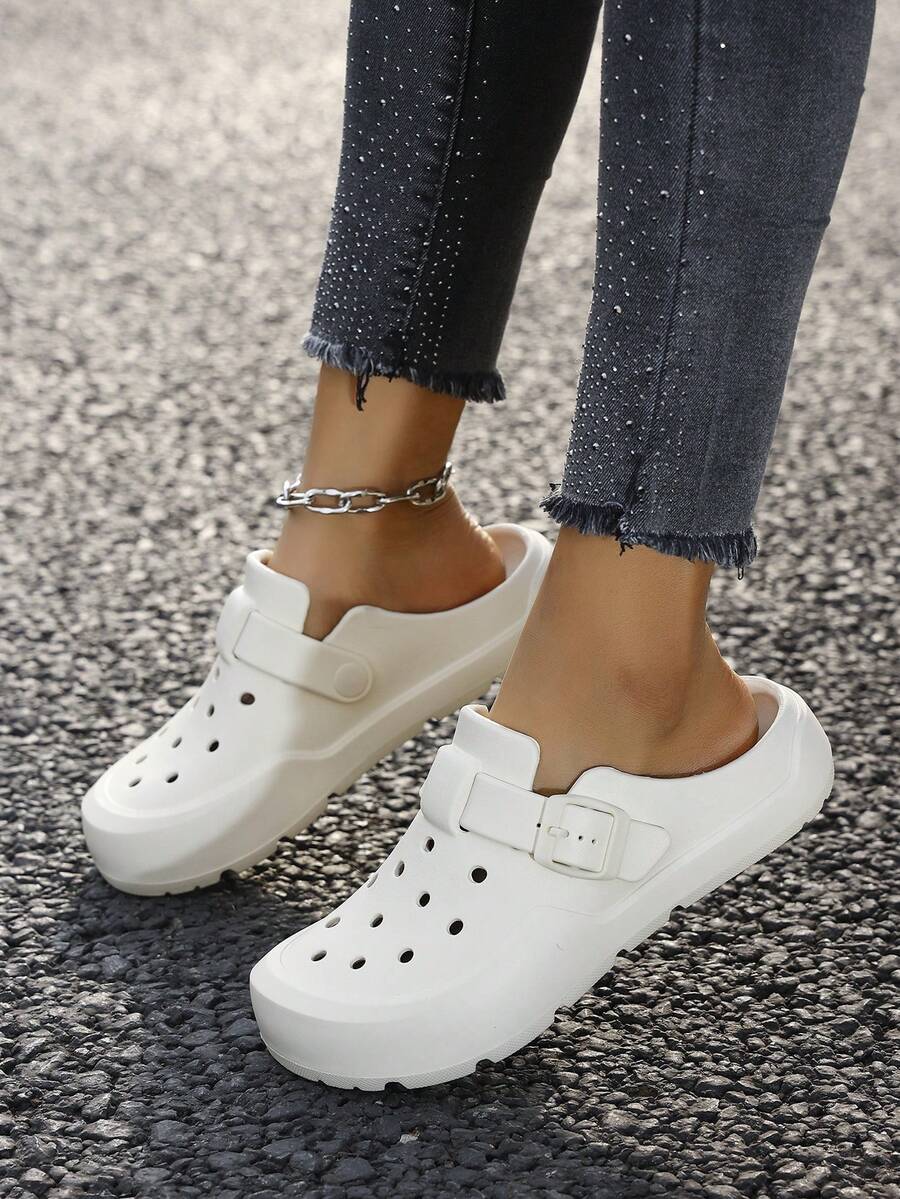 Women's Comfortable Slip-On Slippers, Solid Color Basic Style, Casual Vacation Fashion, Flat Sandals For Beach, Spring/Summer/Autumn