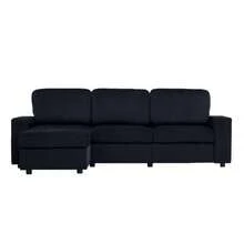 Sofá esquinero con almacenamiento, sofá modular, sofá con otomana, sofá grande para sala de estar, moderno, cómodo, núcleo de muelles ensacados, 245,5 cm - Negro - Ver 8