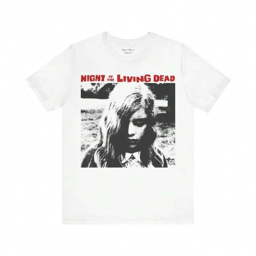 Night Of The Living Dead, Horror Movie T-Shirt, Classic Movie T-Shirt, Zombie Movie Shirt, Vintage Cinema Unisex Short Sleeve Jersey - 白色 - 查看 1
