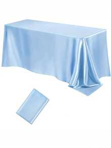 102 X 58 Inch Rectangular Satin Tablecloth, Silky Texture Champagne Color Party Tablecloth Suitable For Rectangular Tabletop Party, Holiday Dinner, Wedding Banquet Decoration (Silver) - Baby Blue - View 14