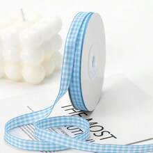 JaoZuyard Light Blue Gingham Ribbon 3/8 Inch X 25 Yards Plaid Ribbon 100% Polyester Woven Edge Flower Fabric For Wedding Invitations Bridal Bouquets Party Decoration Gift Wrapping Bow Making Ribbons - 顏色B - 查看 3