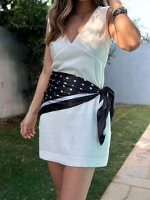 Women's Large Square Satin Scarf 90x90 Elegant Fashion Bandana For Hair And Neck - L32-preto - 查看 8
