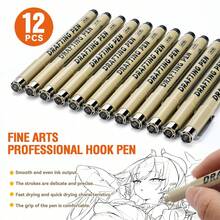 12pcs Multi-Function Black Fine Line Pens (12 Tip Sizes), Ultra-Fine Tips, Suitable For Detailed Drawing, Sketching And Writing - Ideal Gift For Artists, Hobbyists, Students, Back To School And Teacher Rewards - Sets - View 8