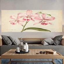 2D Plano, Pared de Orquídea Vintage - Marco Envolvente Botánico, Estilo Retro Minimalista Chino, HD Resistente al Desvanecimiento, Adecuado para Dormitorio, Decoración de Oficina - Elegante Orquídea Plana, 2D - Enmarcado - Ver 4