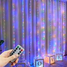 Bedroom Fairy Tale Window Curtain Lights, Christmas String Lights With 8 Modes USB Plug, Wall Hanging Fairy Lights With Remote Control, For Indoor Wedding Party Background Christmas Decor - USB Curtain Light - View 19