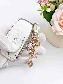 1pc Summer Ocean Element Shaped Bag Charm, Starfish, Seashell, Turtle Shell Decor, Elegant Lady's Keychain, Keyring, Keychain Decoration, Car Key Chain, Shoulder Bag, Wallet, Backpack Accessory, Room Decor, Phone Charm, Convenient To Carry, Suitable For Beach Vacation, Daily Outing, Popular Among Fashionable Young People - Multicolor - View 8