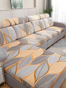 1pc Printed Stretch Sofa Seat Cushion Cover, L-Shaped Sofa Cover, Separate Sofa Backrest Cover, Furniture Protector, Elastic Sofa Cushion Cover, Multiple Sizes Available, Reusable - Orange - View 9