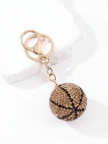 1 pieza Llavero de baloncesto con strass multicolor, colgante de baloncesto totalmente con strass, diseño de lujo con strass brillante, estilo colgante de bolso, llavero imprescindible para amantes del baloncesto - Multicolor - Ver 7