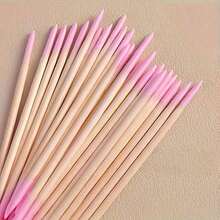 100PCS Double-Ended Cotton Swab Wooden Sticks, Small Tip Dual-Head Nail Polish Remover Sticks, Eyebrow Tattoo Beauty Makeup Cleaning Cotton Swabs, Multifunctional Manicure Nail Art Tools For Press On Nails, 100 Pieces Per Pack - 100pcs-pink - View 8