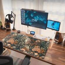 Tapete de computadora estético bohemio de flores silvestres grande, alfombrilla de mouse para juegos, tapete para teclado XXL, accesorios de computadora de oficina para mujeres, con bordes cosidos - Plantas oscuras estéticas - Ver 7