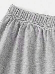 Girls Bow Print Long Sleeve Top And Loose Pants Set - Light Grey - View 5