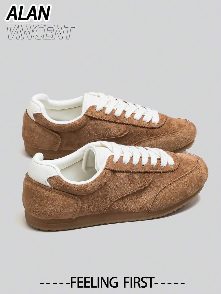 Alan Vincent[Devolución/Intercambio gratuito][Serie casual plana] Nuevos tenis casuales planos para mujer, color marrón, mocasines versátiles, zapatos de fiesta cómodos y de moda, zapatos casuales ligeros y con estilo - Marrón - Ver 1