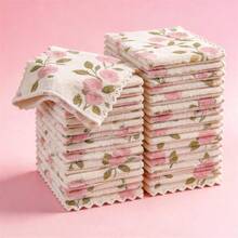 1/10/20pcs Coral Fleece Cleaning Towels, Suitable For Kitchen, Bathroom, Glass And Car Washing, Super Absorbent, Quick Drying, Reusable, Coral Pink And Gold Fabric, Soft Square Towels, Suitable For Home, Car Care And Multi-Purpose Use - Square - View 1
