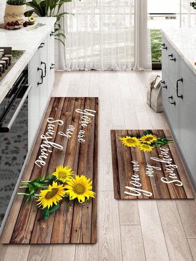 1pc Sunflower Farmhouse-Style Kitchen Mat Set, Made Of Diatomite, Which Absorbs Water And Oil, And Is Non-Slip, Antifouling And Quick-Drying. Very Suitable For Bathroom, Corridor, Porch, Interior And Room Decoration, Kitchen, Dining Room, Small Office/Home Office, Laundry Room, Home And Room Decoration.